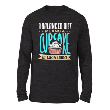 A Balanced Diet Means, A Cake In Each Hand Men/Unisex Drop Shoulder Sweatshirt in Dark Grey Heather color